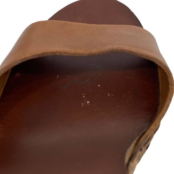 ASH Brown Leather Wedge Sandals Boho Studded Ankle Strap Women's Size 39 / US 8 - Picture 12 of 14